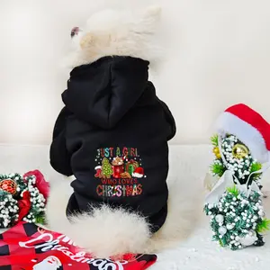 Cartoon Christmas Print Pet Hoodie, Casual Comfortable Pet Clothes for Small Medium Large Dogs, Pet Decoration Supplies for Indoor Outdoor Wear