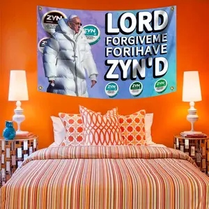 2D Flat Banner 1pc, Fun Flag for Home & University Dorm Wall Decor, Pull-Flag Banner, No Power Needed, Zyn'd Design