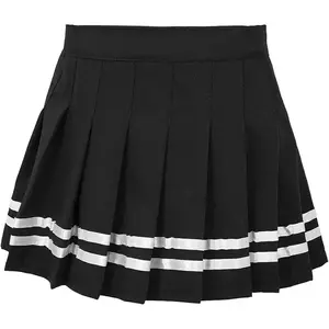Girls Pleated Skirt Elastic Waist Plaid A-line Skirts with Lining Shorts School Uniform