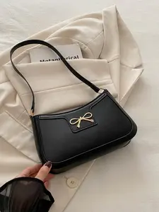 Butterfly Knot Decorated Underarm Bag, High-End French Bread Style Shoulder Bag, Fashionable Crossbody Bag, Versatile Casual Daily Use, Perfect for Any