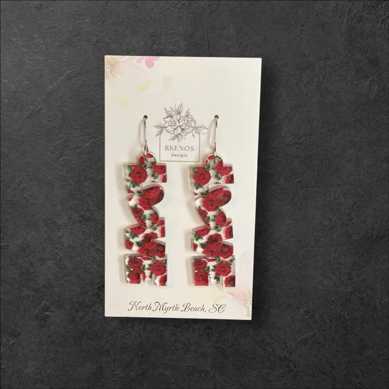 Heart shaped and love acrylic earrings 40 different choices