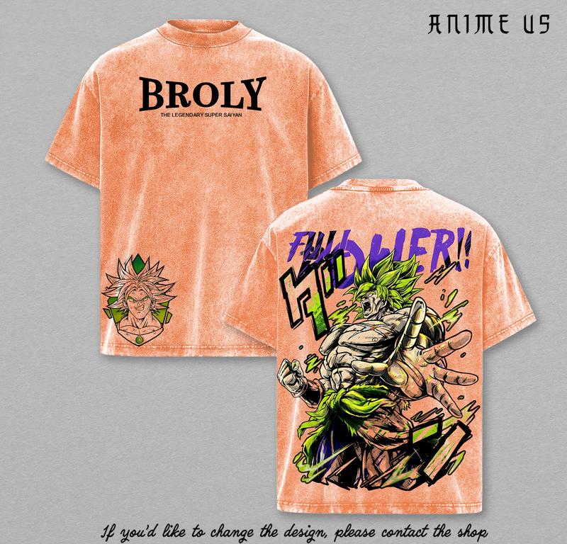 Broly The Legendary T-Shirt Anime Vintage Washed Graphic Tee DBZ Streetwear Heavy Cotton Shirt for Anime Fans Men Women Gym Pump Cover