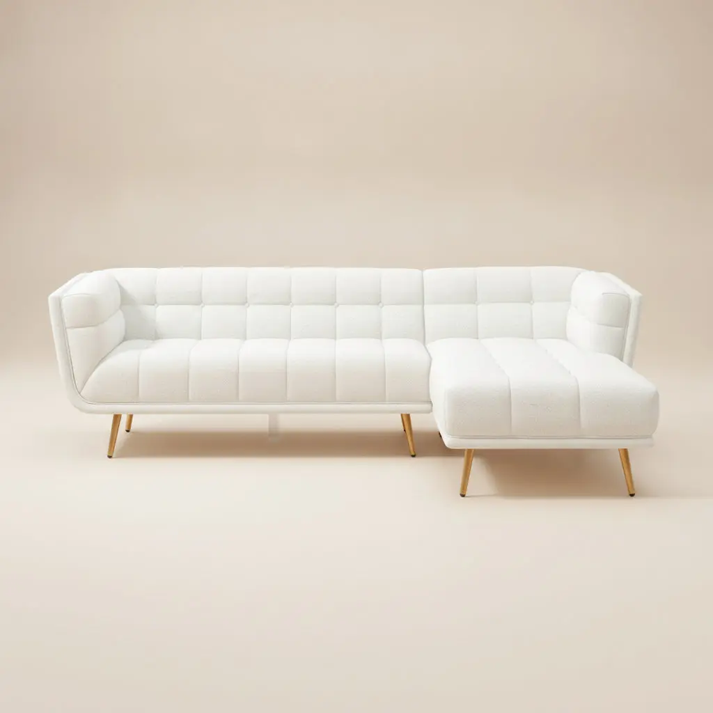 Kano L Shape Sectional Cream Boucle Sofa Right Facing Chaise