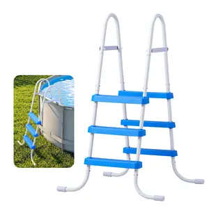 VEVOR Above Ground Pool Ladder, 3-Step Steel A-Frame Swimming Pool Stairs for 36 in High Wall, 300 lbs Capacity Entry/Exit Steps with Secure Non-Slip Sturdy Wide Step, Easy Setup, White & Blue