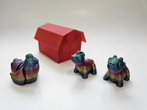 3d Printed Barn With Cow, Horse, And Chicken