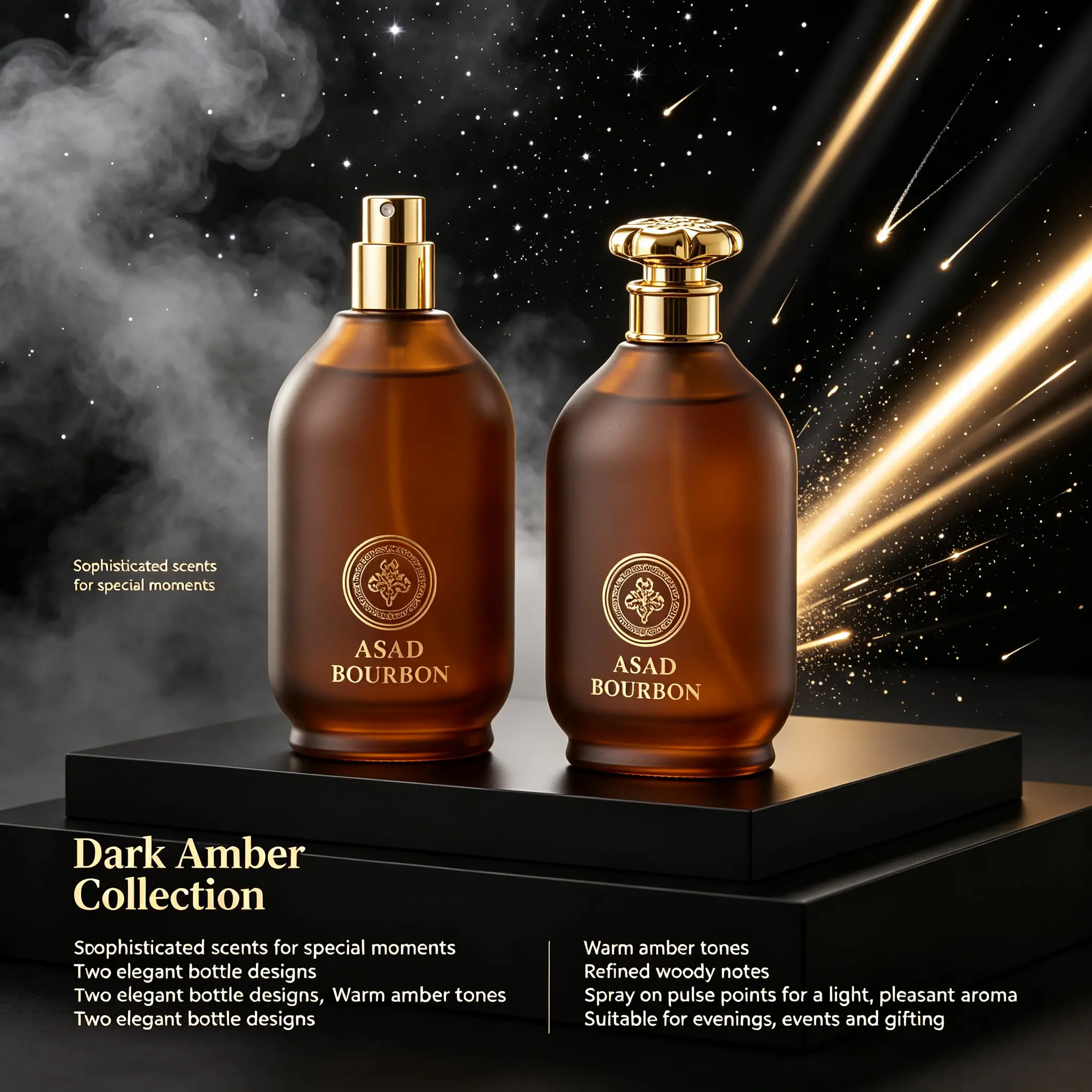 Luxury Asad Bourbon Fragrance for Men, Warm Vanilla Bourbon Woody Scent Eau de Parfum, Elegant Decorative Bottle, Perfect Gift for Him