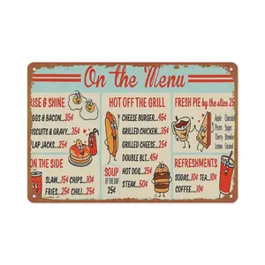Retro Diner Menu Vintage Food Aluminum Metal Sign s 8x12 Inch For Living Room Bedroom Bathroom Decoration