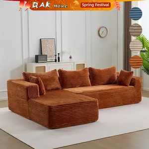 Limited-Time Clearance Sale!!! Shipped in Two Packages!!! L-Shaped 4-Seater Sofa, Soft Corduroy Fabric, No Assembly Required, Suitable for Living Room and Bedroom.
