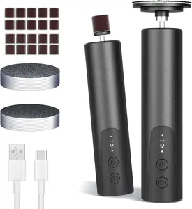AORAEM Rechargeable Electric Callus Remover for Feet, 2 in 1 Pedicure Tools with 20 Sandpaper Discs & 20 Nail Drill Bits, Black electric foot file