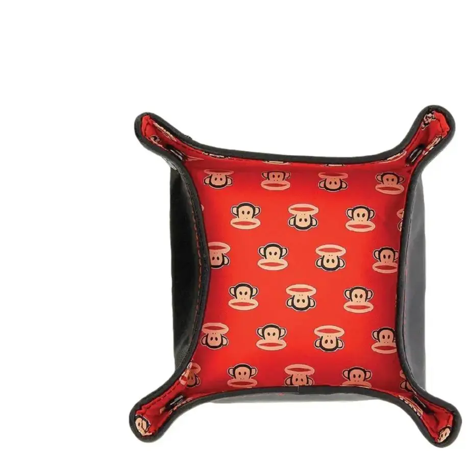 Paul Frank Julius Monkey Black & Red Storage Tray-Small Leather Organizer for Desk Kitchen Bathroom-Catchall for Jewelry Keys- Sturdy Button