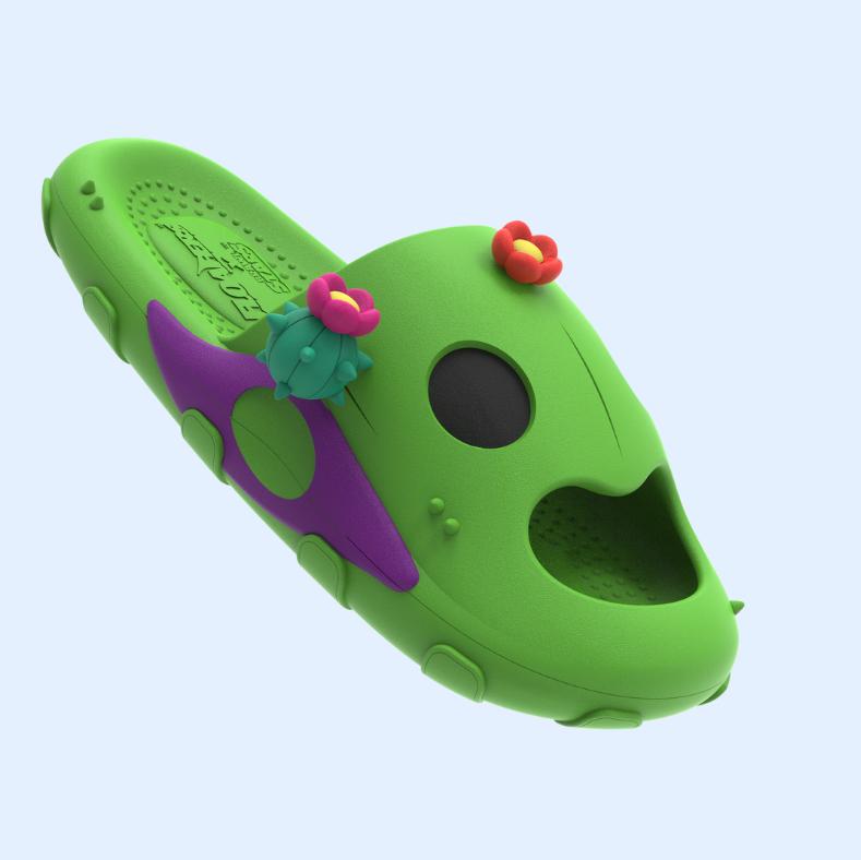 SPIKE GREEN - Open Toe Summer Slides with Prickly Charm and Cool Composure for Quirky Style and All-Day Wearability