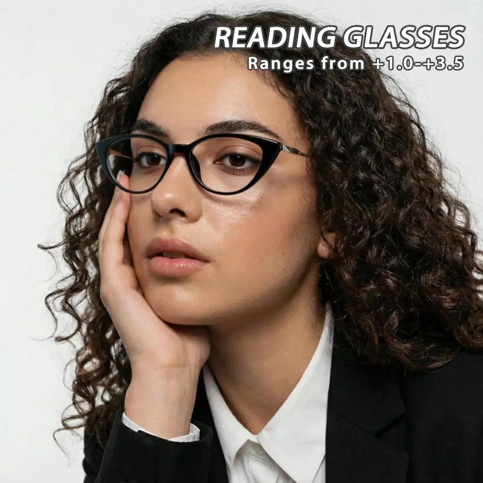 Women's Plastic Cat Eye Reading Glasses, Stylish and Elegant Design, Trendy Fashion Accessory, Lightweight and Comfortable