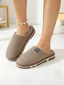 Comfortable Plush Slippers for Home Use, Breathable Textured Design, Soft Coral Fleece Lining, Anti-Slip Silent Wear, Ideal for Bedroom & Living Room, Footwear, Soft Non Slip