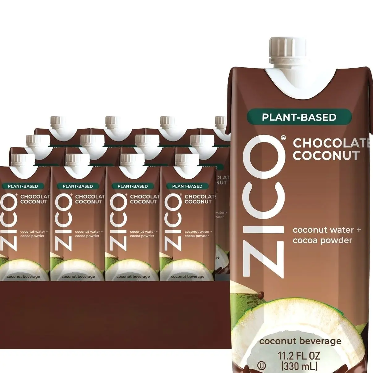 Zico Chocolate Coconut Water, Dairy-free, Plant-based, tastes like Chocolate Milk, 11.2 Fl Oz (Pack of 12)