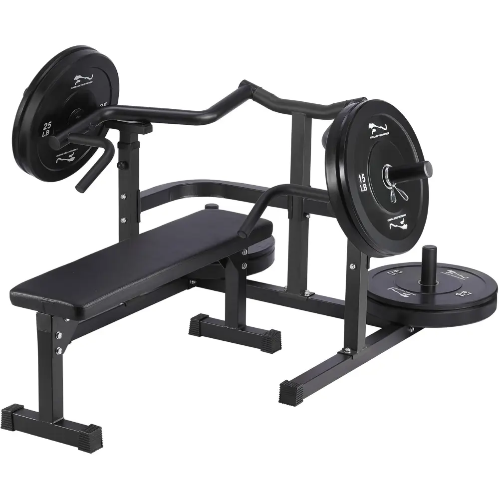 Chest Press Machine with Adjustable Flat Bench,Versatile Bench Press Rack for Home Gym,Bench Press Machine with Independent Converging Arms,Heavy-Duty Steel Structure with Smooth Bearings