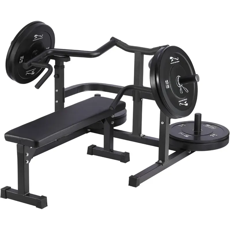 Heavy-Duty Steel Home Gym Chest Press Machine - Adjustable Flat Bench, Dual Independent Arms, Smooth Bearings, Weight Plate Compatibility, Fitness at Home, Safety First for Strength Training Customizable Workouts