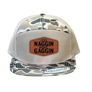 Less Naggin More Gaggin  Tooled Leather Patch Hat Richardson 115 & Yupoong Snapback Trucker Cap