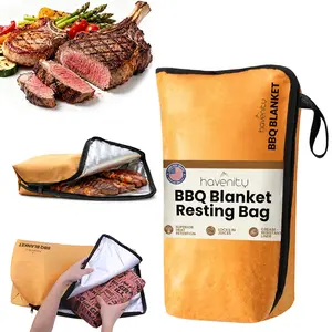 HAVENITY BBQ Blanket for Resting Meat, Reusable Insulated Meat Resting Blanket with Handle for Smoking,  Meat Insulated Bag for Brisket, Beef and Pork. Meat Resting Blanket for Grilling Accessories, Gifts for Men Women, BBQ Lovers Gift