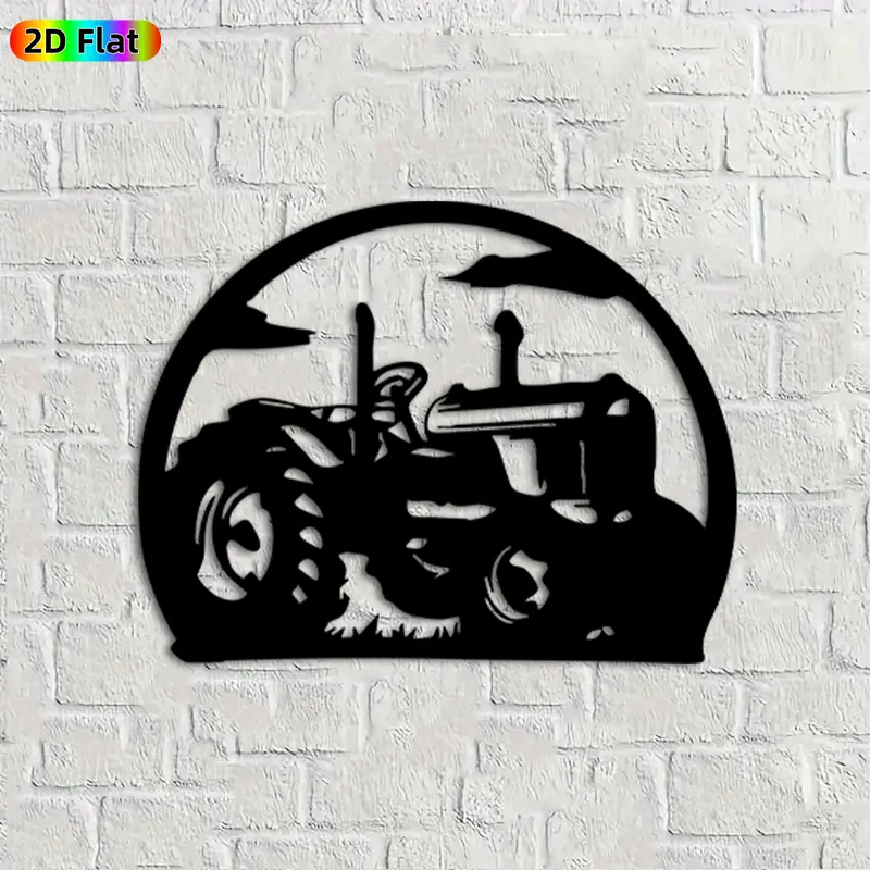 1pc Tractor Metal Wall Art, Vintage Tractor Statue Mural, Ideal Gift for New Year, Easter, Farmhouse Decor Enthusiasts, Weather-Resistant Metal Wall Decor Wall Sculptures, Perfect for Garden Fence & Living Room Wall, Charming Rural Style Decor