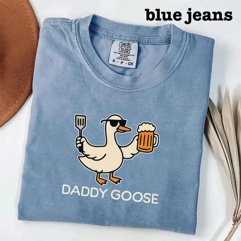 Daddy Goose Comfort Colors Tee, Funny BBQ Shirt for Dad, Silly Goose Father's Day Gift, Summer Grandpa Shirt Tops Menswear