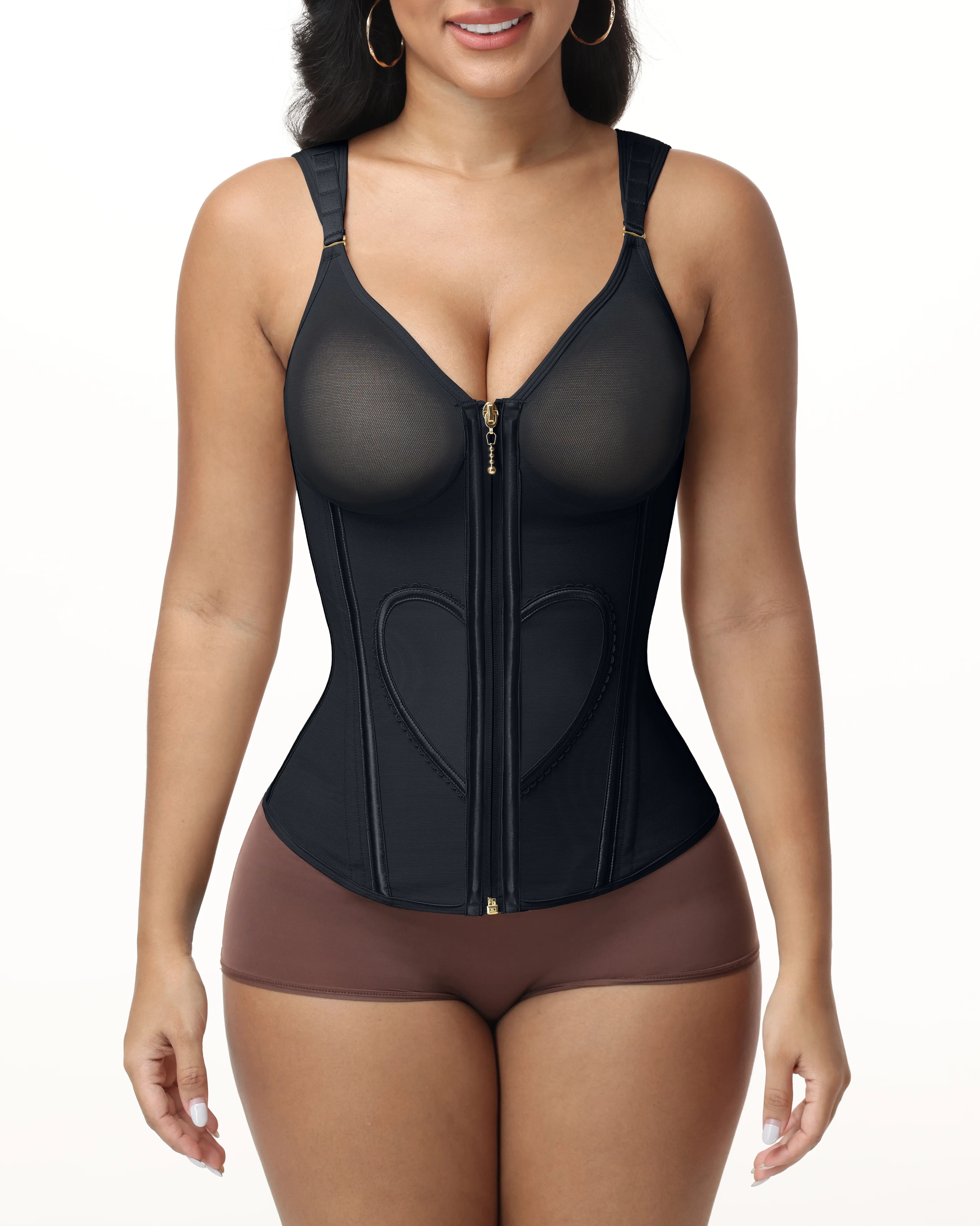 SHAPSHE Women's Waist Shapewear Corset with Built-in Bra Bodysuit for Gym & Everyday Wear Double-layer Technology & Adjustable Straps