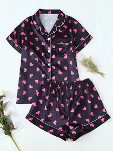 Women's Ditsy Floral Pyjama Set, Short Sleeve Loose Fit Sleepwear, Breathable Comfort Home Wear for All Seasons