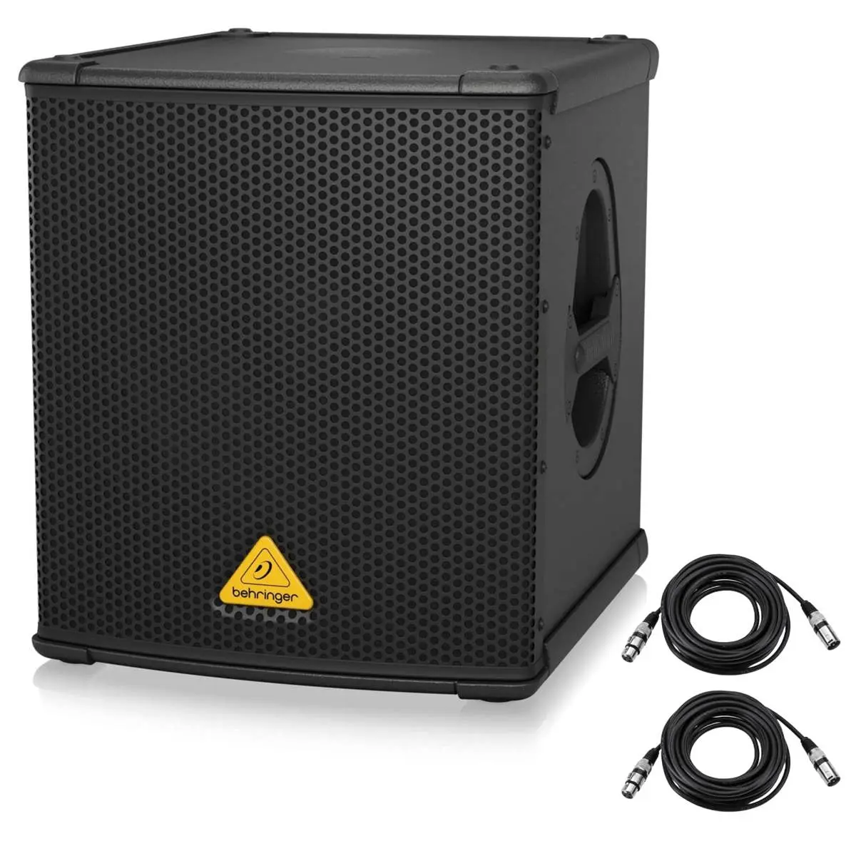 Behringer Eurolive B1200D-PRO Compact Active 500W 12" PA Subwoofer with Amplifier, 60Hz-130Hz Audio Frequency Response, Built-in Stereo Crossover, Secure Connection, Speakers Sound System, 2x H&A XLR Cables