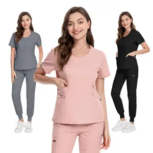 Medical Uniform ®     Jogger Scrubs for Women Set – V-Neck Scrub Top & Elastic Jogger Scrub Pants for Women