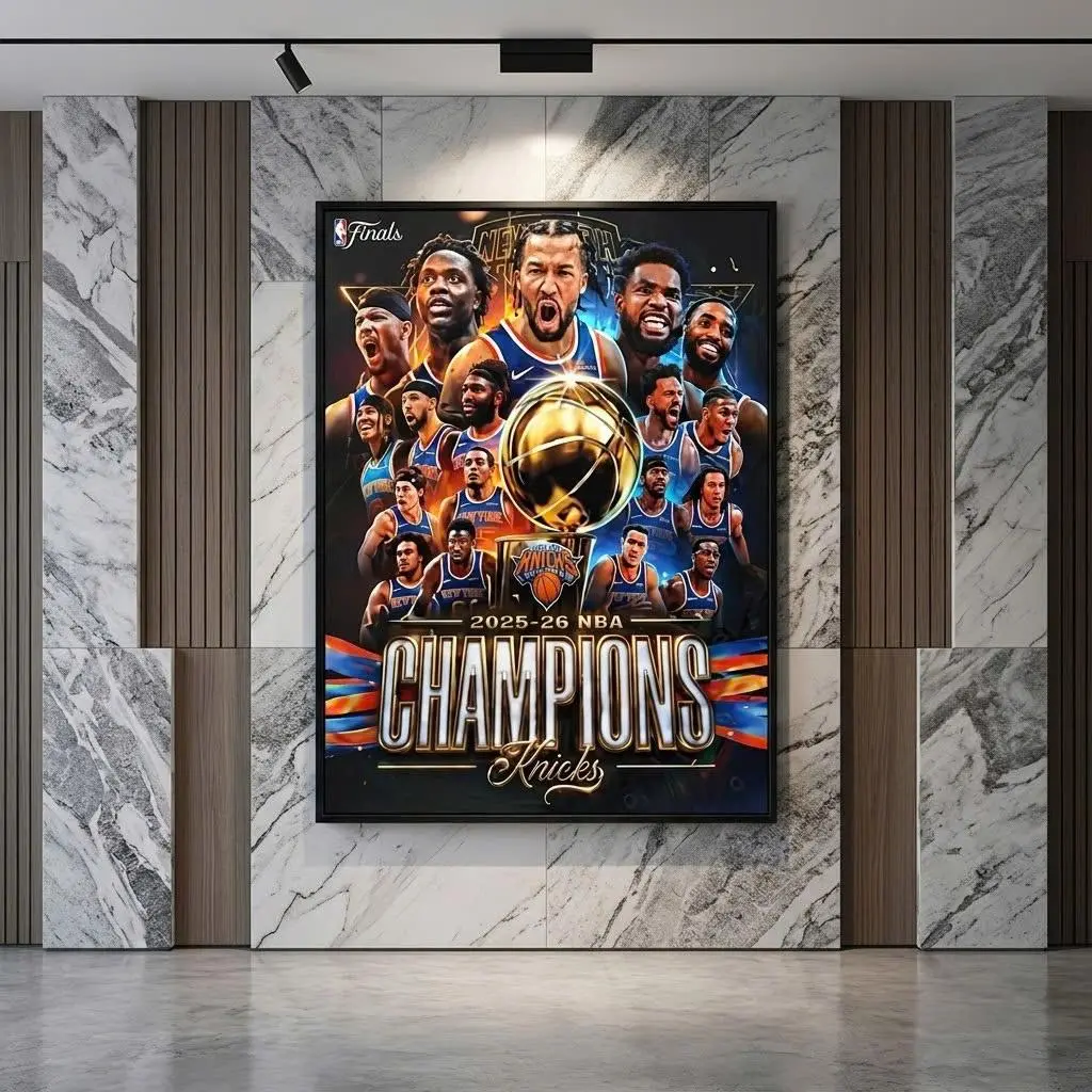 New York Knicks 2025-26 NBA Champions Poster - No Frame, Championship Team Poster, Basketball Fan Decor, Knicks Finals Trophy Print