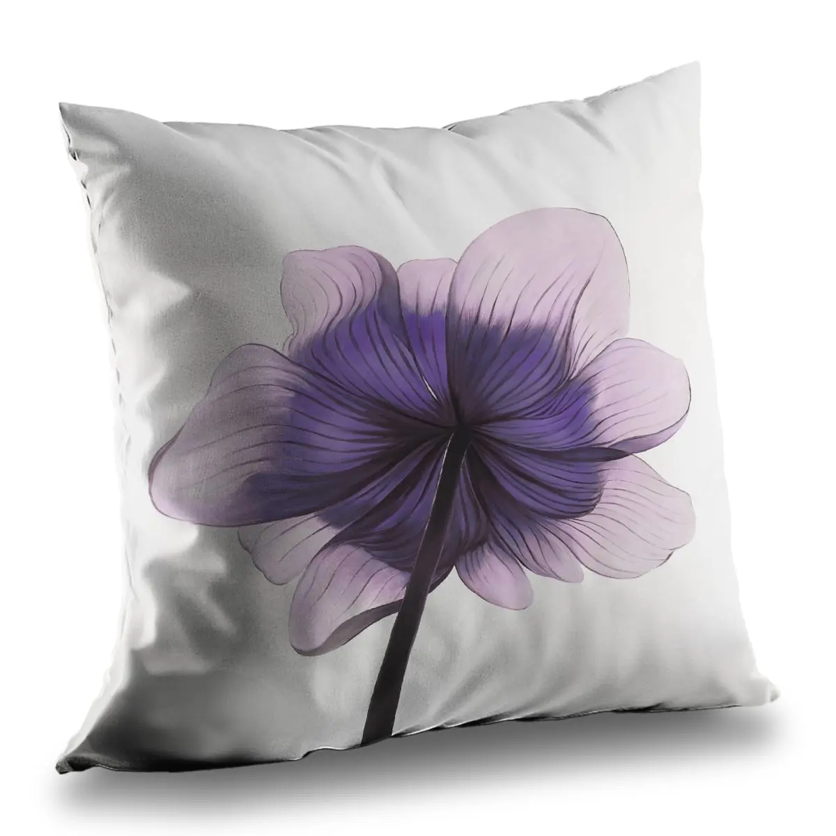360 Stand 14x14 in. Poly Twill Anemone Purple Decorative Cushion - Vibrant Design Botanical Throw Cushion, Nature-Inspired Print, Polyester Home Decor Accessory, Throw Cushions