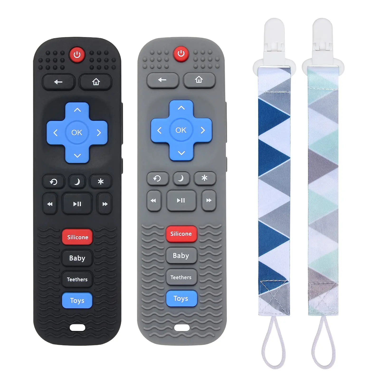 2 Pack Silicone Baby Teething Toys, Remote Control Shape | Teethers for Babies 6-12 Months Chew Toys, BPA Free, Soft Silicone Teether Sensory Exporation and Teething Relief Baby Toys.