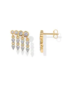 PAVOI 14K Gold Plated 925 Sterling Silver Posts Drop Dangle Cubic Zirconia Stud Earrings for Women - Gold Statement Gradient Crawler Studs Earring