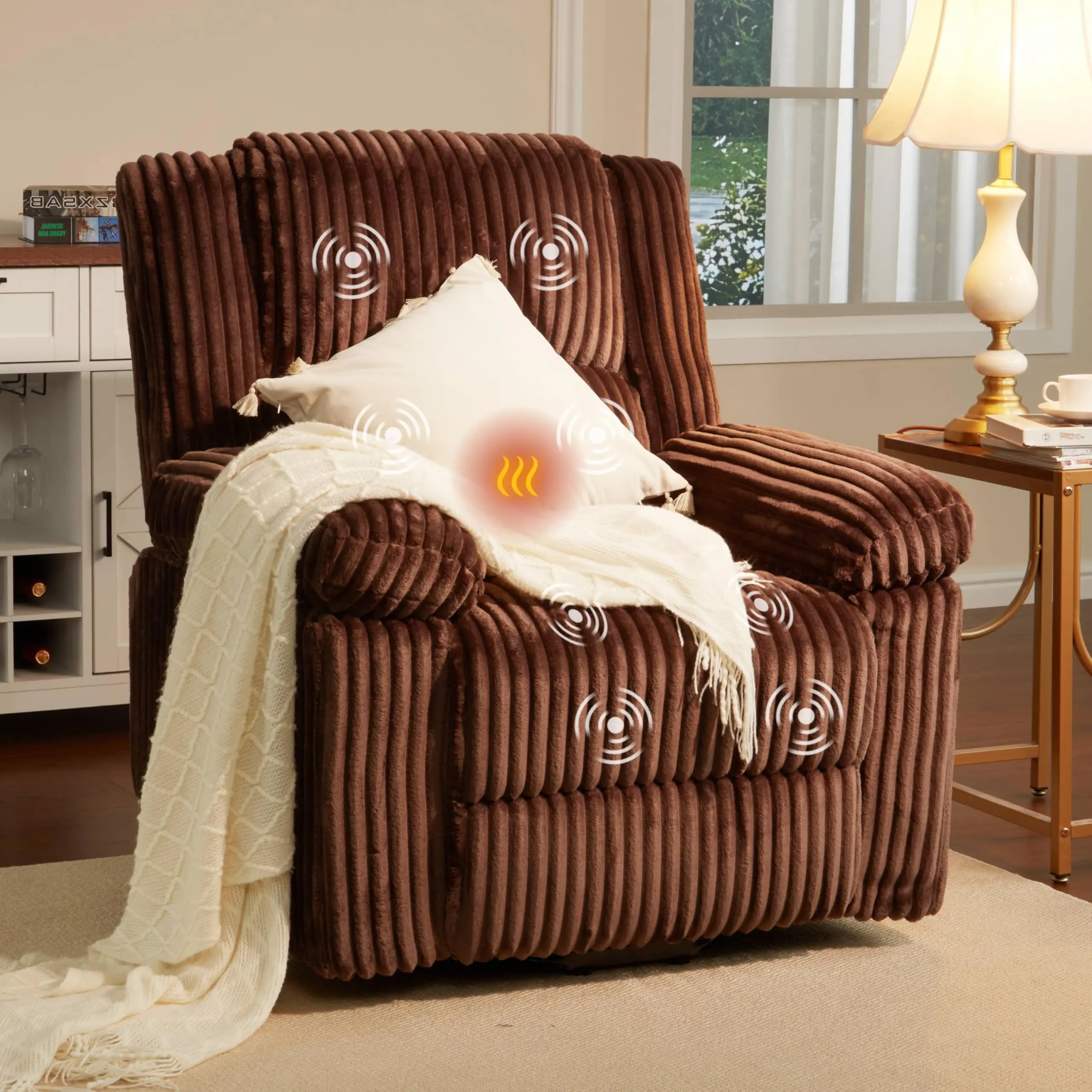 Heat & Massage Power Lift Recliner – Electric Lift Plush Recliner with Soft Padded Seat, Back Support & Armrests – Designed for Elderly, Seniors, and Mobility Impaired Individuals
