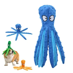 Octopus dog toy,Crinkle dog toy, Octopus Interactive dog toys, No Stuffing Octopus Dog Toy for Aggressive Chewers - Durable Squeaky Plush with Long Tentacles, Durable Chew Toys for Small and Large Dogs
