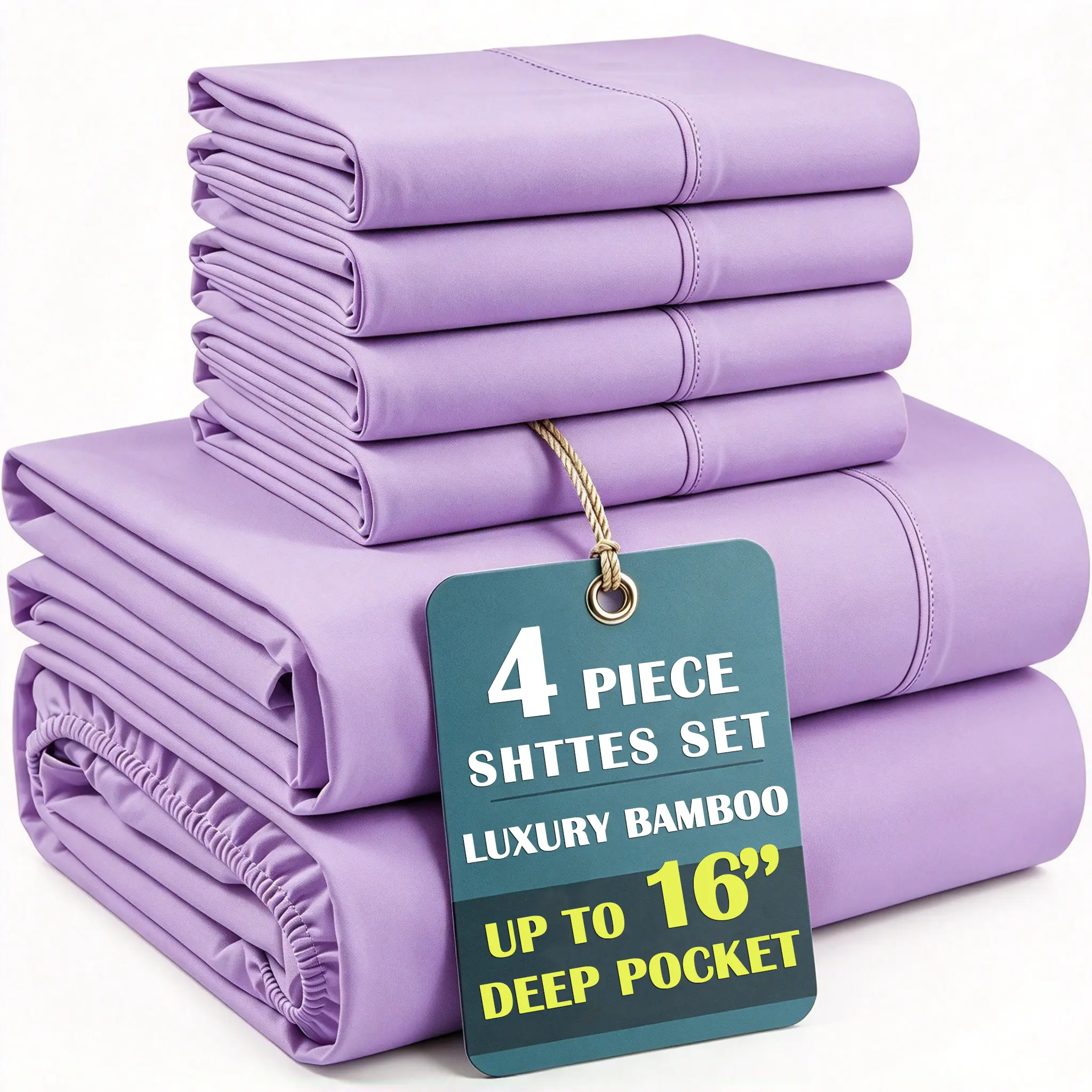 MUXHOMO Bamboo Sheet Set Queen Size - Bed Sheets with Envelope Pillowcases - Ultra Soft & Cozy - Lightweight & Breathable - With 16" Deep Pocket Fitted Sheet - Perfect Everyday Sheets
