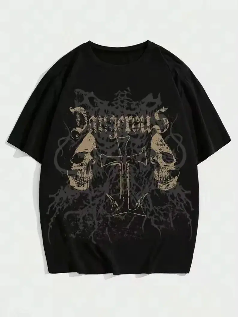 Vintage Y2K Affliction Style Skull T-Shirt: Grunge Punk Menswear