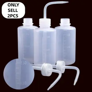 2-Pack Eyelash Cleaning Plastic Storage Bottles with Curved Tip, 150/250/500ML Capacity, Safe Irrigation Sprayers for Makeup Tools and Tattoos