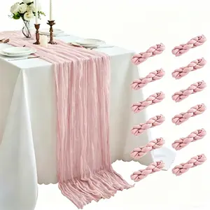 12 Pack Table Runner, Cheesecloth Table Runner, 10ft Table Runner, for Wedding Reception, Boho Rustic Wedding, Party, Bridal Shower Decor, Home Decor Valentine's Day