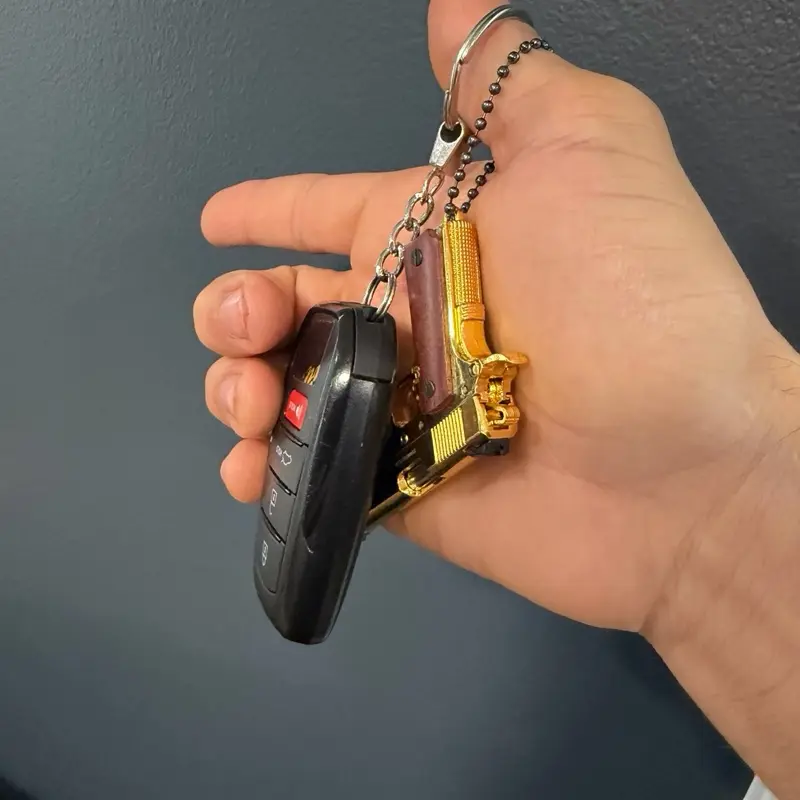 Collectible Gold Keychains with Wooden Handles, Keychain Accessories Collectible Gold Keychains with Wooden Handles, Keychain Accessories