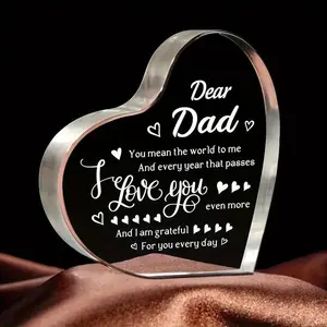 Father Birthday Gift Ideas, Heart-Shaped Acrylic Decoration, Perfect for Dad Birthdays, Unique Present From Daughter/son