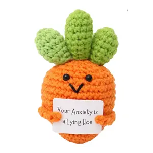 Hand Crocheted Carrot Plush Toy with Sassy Motivational Message - Funny Mental Health Awareness Gift, Unique Comfort Toy for Teens and Adults, Handmade Crochet Figure