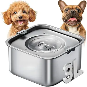 No Spill Water Bowl for Dogs,101oz/3L  Steel Slobber Stopper, No Drip Slow Drinking Dog Water Bowl, No Mess Dog Water Dispenser Spill Proof, Dishwasher Safe, Silver  steel dog water bowl stainless automatic dog dispenser water bowl
