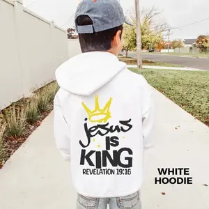 Boys Youth Christian Hoodie – Jesus Is King Revelation Bible Verse Hoodie, Faith Graphic for Youth, Christian Gift for Youth