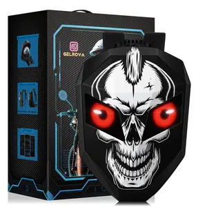 Gelrova LED Skull Knight Motorcycle Backpack 19inch Water Repellent Hard Case Riding Laptop Bag with Adjustable Straps & Large Zipper Pocket