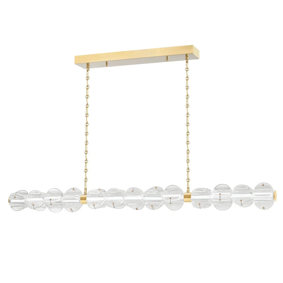 Lindley Linear Chandelier with 1925 Lumens LED Light and Adjustable Curved Etched Glass Shades