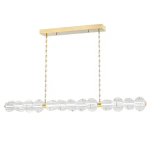 Lindley Linear Chandelier with 1925 Lumens LED Light and Adjustable Curved Etched Glass Shades