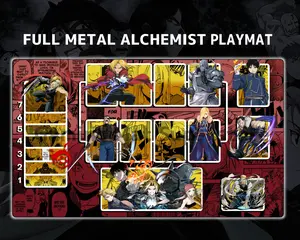 Full Metal Alchemist Union Arena Red TCG CCG Playmat Anime Desk Mat Mousepad Trading Card Game Mat