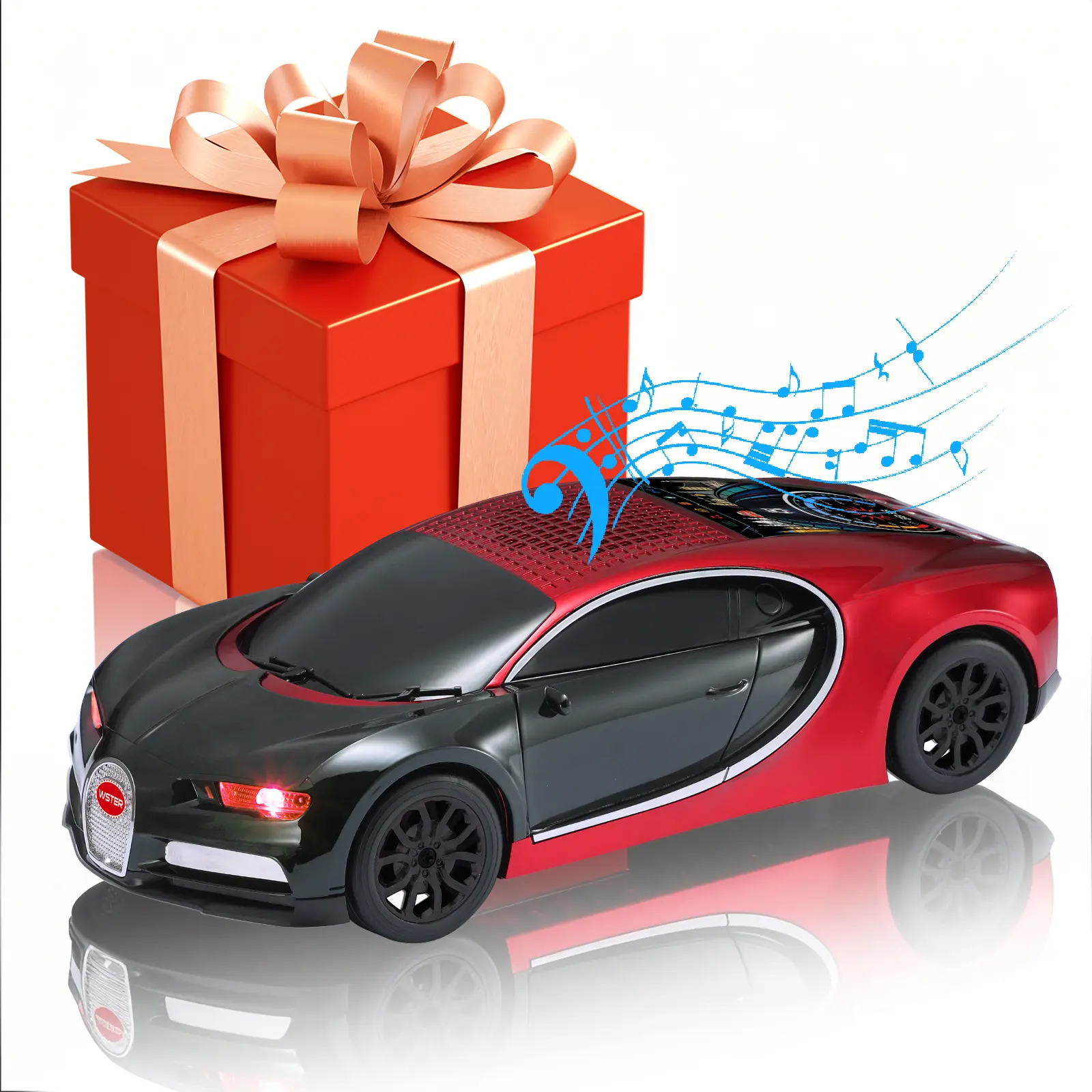 WSTER WS-660 Bugatti Car-Shaped Multifunctional Wireless Speaker - USB Type-C Portable Speaker with TF Card, Radio, Auxiliary Input for Father's Day, Birthday Gifts