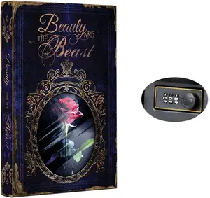 Book Box - Small Safe Box with Combination Lock -  Safe in Plain Sight - Diversion Safes -  Safes (Beauty Beast) (Large)