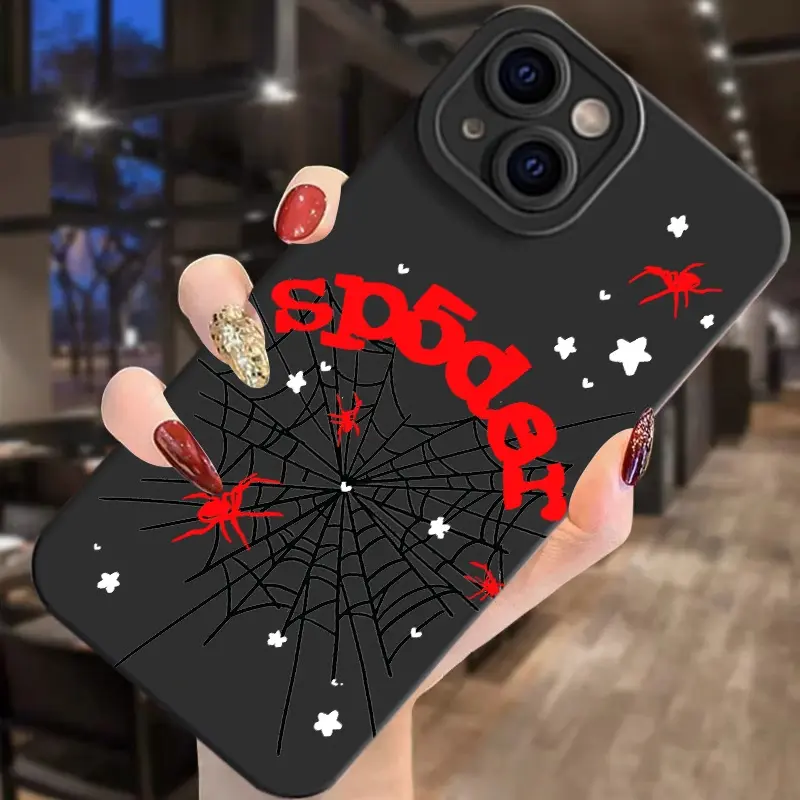 Stylish Dark Spider Web TPU Black Back Phone Case for iPhone 11 12 13 14 15 16 17 Pro Max Air & Samsung S21 S22 S23 S 24 S25 S26 Ultra Plus FE, Soft Full Coverage Anti-Drop Protective Cover, Creative Gift, Accessories, Cellphone